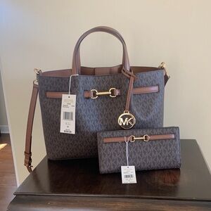 Michael Kors Dark Brown Tote and Wallet Set NWT!